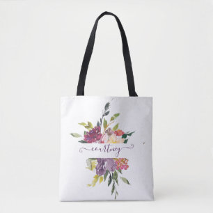 Personalisierte Wasserfarben-Blumen in Lila und Ro