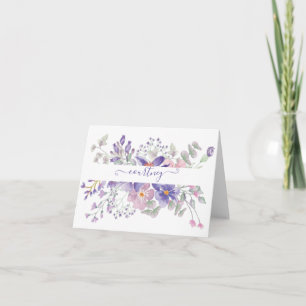 Personalisierte Wasserfarben-Blumen in Rosa und Li