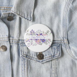 Personalisierte Wasserfarben-Blumen in Rosa und Li Button