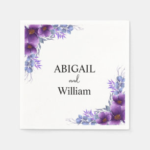Personalisierte Wasserfarben Lila Blume Hochzeit Serviette