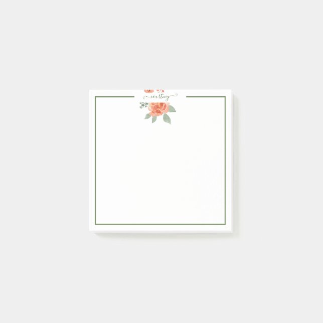 Personalisierte Wasserfarben-Orangenblumen  Post-it Klebezettel (Vorderseite)