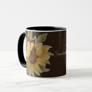 Personalisierte Wasserfarben-Schmetterlinge und Bl Tasse