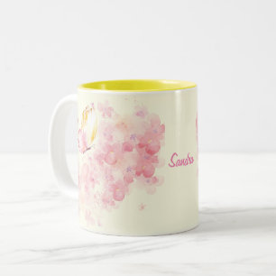 Personalisierte Wasserfarben-Schmetterlinge und Bl Zweifarbige Tasse