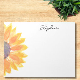 Personalisierte Wasserfarben-Sonnenblume Notizblock