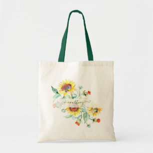 Personalisierte Wasserfarben-Sonnenblumen-Tragetas Tragetasche