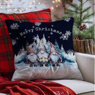 Personalisierte Wasserfarben-Weihnachtsgnome Kissen