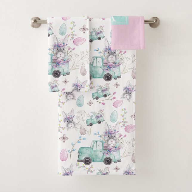 Personalisierte Wasserfarbenelemente im Frühjahr Badhandtuch Set (Insitu)