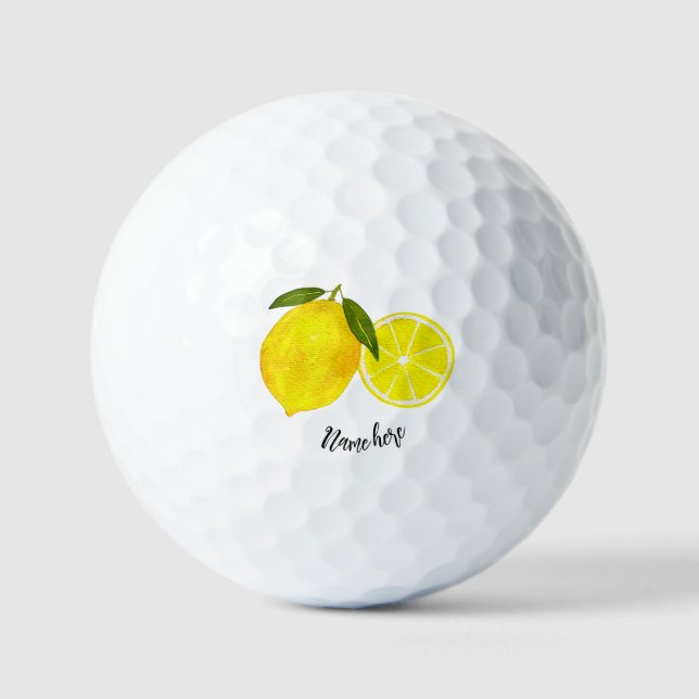Personalisierte Wasserfarbengelbe Zitronen Golfball (Vorderseite)