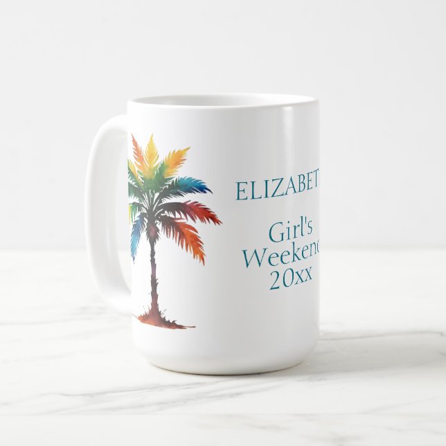 Personalisierte Wasserfarbenpalmen Kaffeetasse (Vorderseite Links)