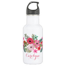 Personalisierte Wasserflasche Floral chic