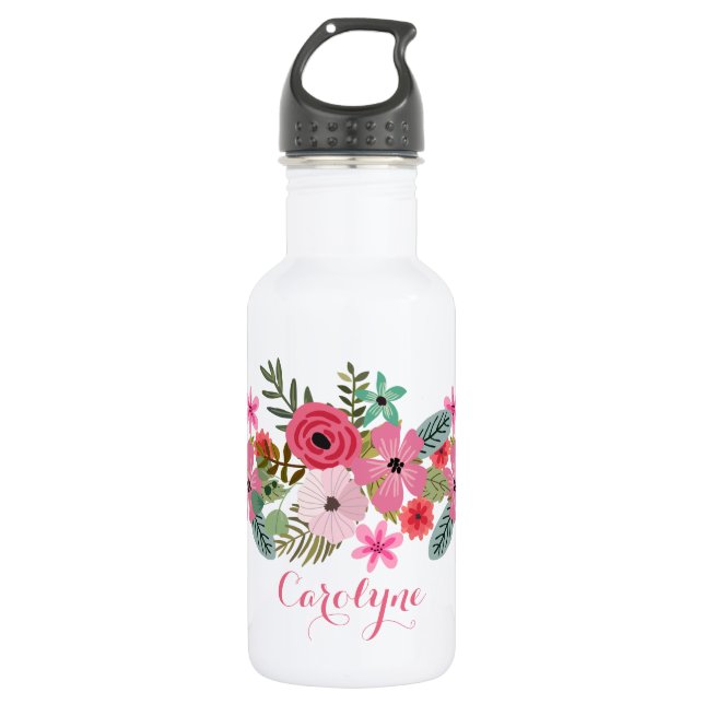 Personalisierte Wasserflasche Floral chic (Vorderseite)