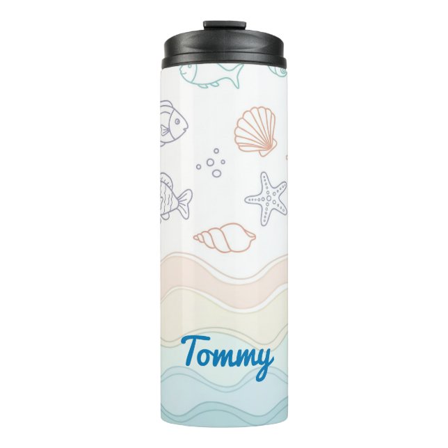 Personalisierte Wasserflasche für Kinder – Ozean-T Thermosbecher (Vorderseite)