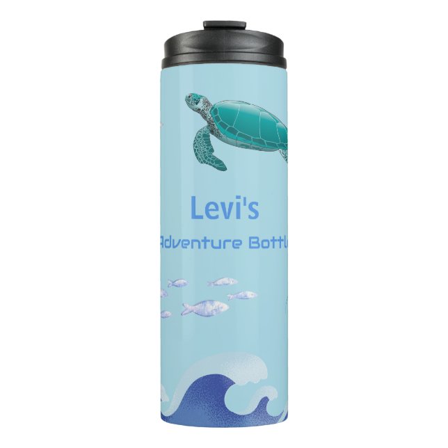Personalisierte Wasserflasche für Kinder – Ozean-T Thermosbecher (Vorderseite)