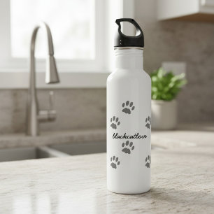 Personalisierte Wasserflasche mit Pfotenabdruck fü Edelstahlflasche