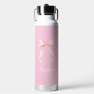 Personalisierte Wasserflasche mit rosa Schleife Trinkflasche
