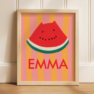 Personalisierte Wassermelone Kinderzimmer Wandkuns Poster