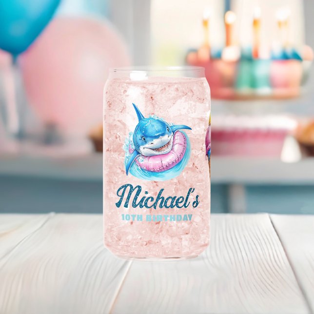 Personalisierte Wasserpark-Hai-Pool-Party Dosenglas (Insitu (Baby Party))