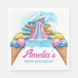Personalisierte Wasserpark-Party-Geburtstagsfeier Serviette