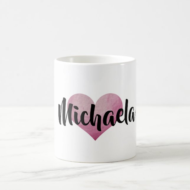 PERSONALISIERTE WATERCOLOR HERZ-Tasse Kaffeetasse (Mittel)