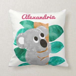 Personalisierte Watercolor-Koala-Bärn-Tier-Mädchen Kissen