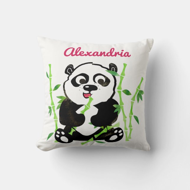 Personalisierte Watercolor-Panda-Bärn-Tier-Mädchen Kissen (Vorderseite)