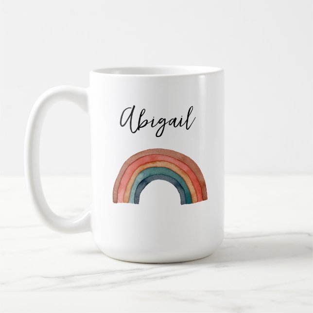 Personalisierte Watercolor Rainbow-Tasse Kaffeetasse (Links)