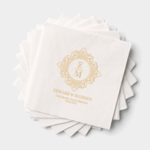 Personalisierte Wedding Monogram Art Deco Frame Servietten Mit Folie