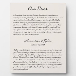 Personalisierte Wedding Vows Script Desktop Plaque Fotoplatte