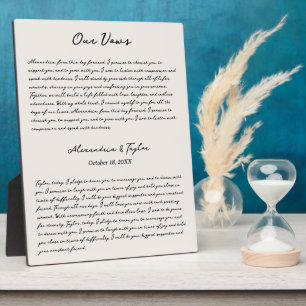 Personalisierte Wedding Vows Script Desktop Plaque Fotoplatte