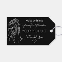 Personalisierte weibliche Portrait Black Gift Tags