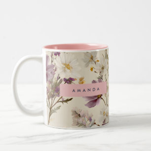Personalisierte weiche Blumenwiese Floral Zweifarbige Tasse