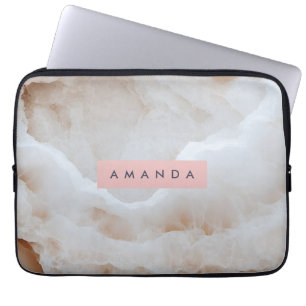 Personalisierte weiche Creme-Onyx-Marmor-Textur Laptopschutzhülle