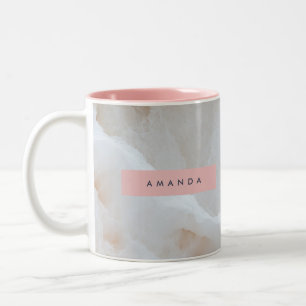 Personalisierte weiche Creme-Onyx-Marmor-Textur Zweifarbige Tasse