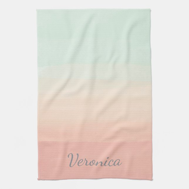Personalisierte weiche Farbe Name in Pastel Ombre Geschirrtuch (Vertikal)