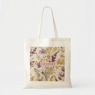 Personalisierte weiche Wildblume Wiese Floral Tragetasche