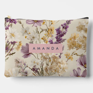 Personalisierte weiche Wildblume Wiese Floral Zubehörtasche