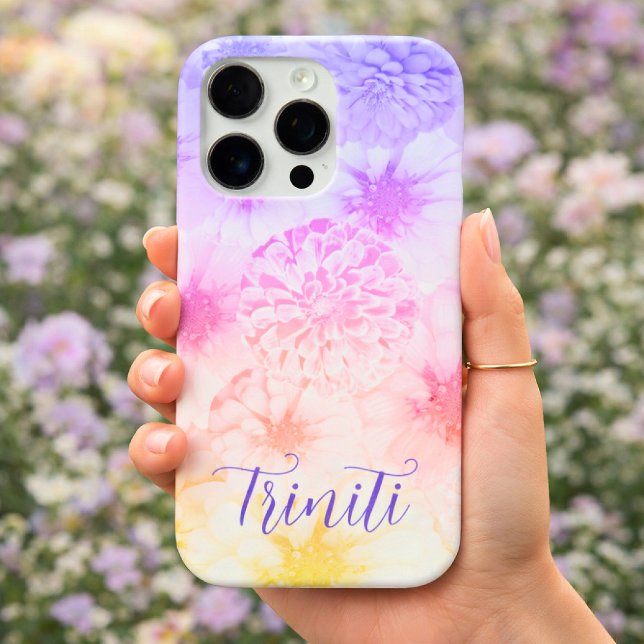 Personalisierte weiche Zuckerwatte-Blumen iPhone Hülle (Soft Cotton Candy Custom Name iPhone Cover)