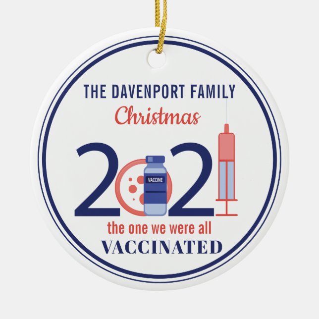 personalisierte Weihnachten 2021 Keramik Ornament (Vorne)