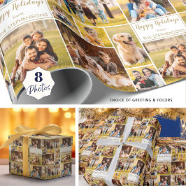 Personalisierte Weihnachten 8 FotoCollage Geschenkpapier