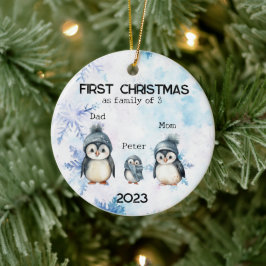 Personalisierte Weihnachten als 3-jährige Familie Keramik Ornament