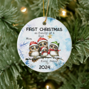 Personalisierte Weihnachten als Familie von 4 Jahr Keramik Ornament