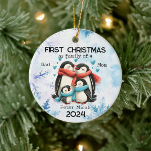 Personalisierte Weihnachten als Familie von 4 Jahr Keramik Ornament