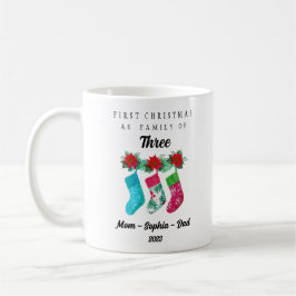 Personalisierte Weihnachten als Familie von drei Kaffeetasse