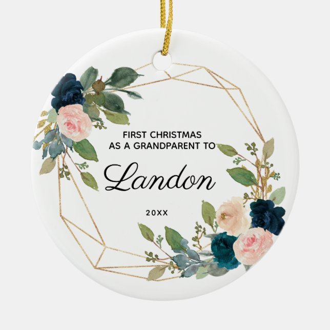 Personalisierte Weihnachten als Großeltern Keramik Ornament (Vorne)