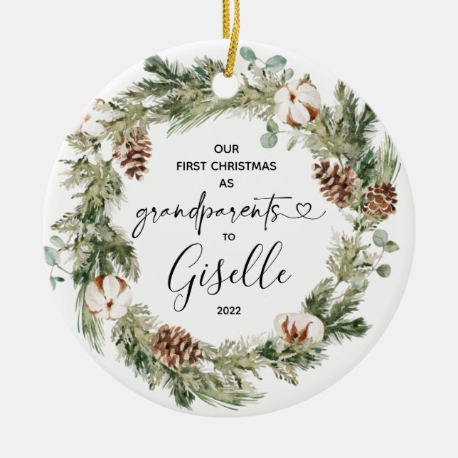 Personalisierte Weihnachten als Großeltern Keramik Ornament (Vorne)