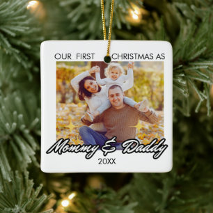 Personalisierte Weihnachten als Mommy und Daddy Fo Keramikornament