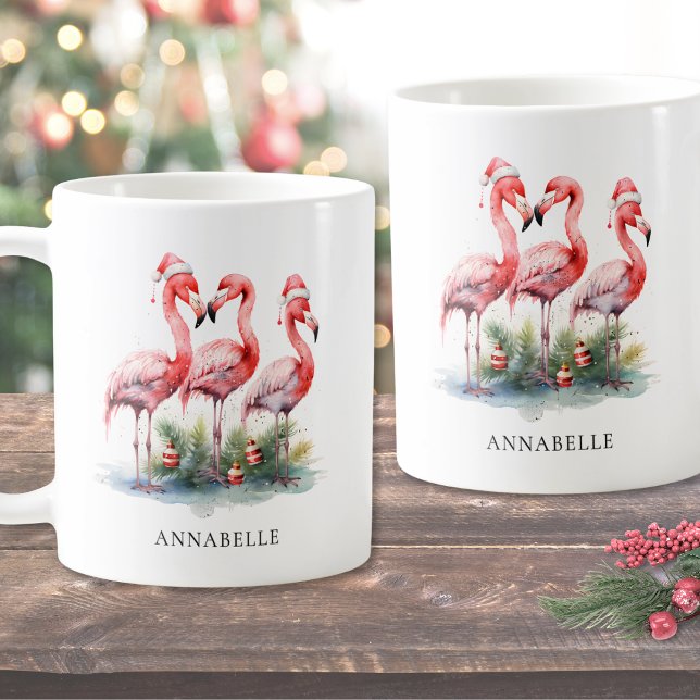 Personalisierte Weihnachten am Strand Kaffeetasse (Personalized Tropical Beach Christmas Coffee Mug)