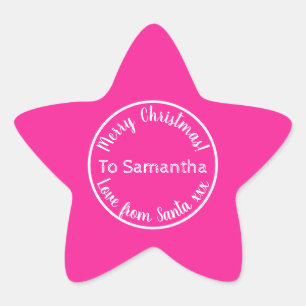 Personalisierte Weihnachten aus Santa Hot Pink Stern-Aufkleber