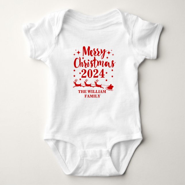 Personalisierte Weihnachten Baby Strampler (Vorderseite)
