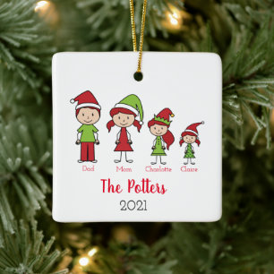 Personalisierte Weihnachten der Keepake-Familie Keramikornament